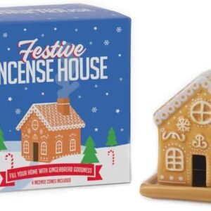 Gift Republic Gingerbread House Incense Burner – Festive Incense Holder with Gingerbread Scent, Perfect Christmas Homeware Gift Home Scent Xmas Décor, Brown