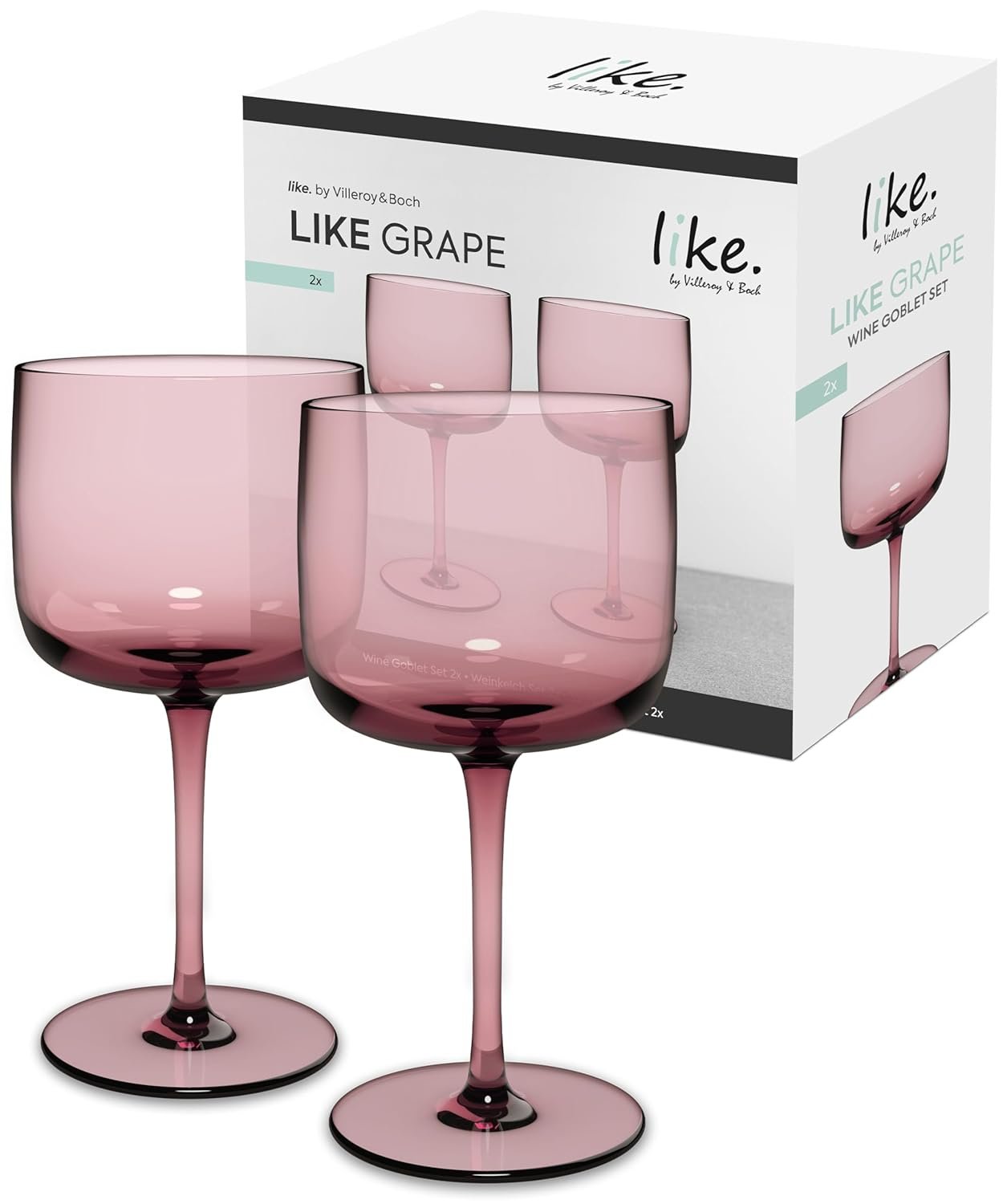 like. by Villeroy & Boch – Like Grape Wine Goblet Set 2 pces, Coloured Glass Grape, Capacity 270 ml