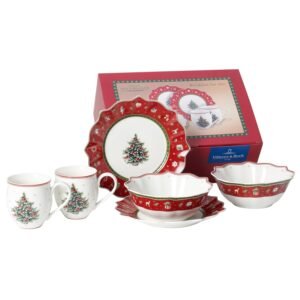 Villeroy & Boch 6-Pieces Toy's Delight Breakfast Set for 2, Red, Porcelain