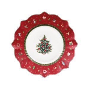 Villeroy & Boch – Toy's Delight Breakfast/Dessert Plate Red and White, Microwave Safe, Plate Nostalgic Toys Delight, Christmas Decoration, Premium Porcelain