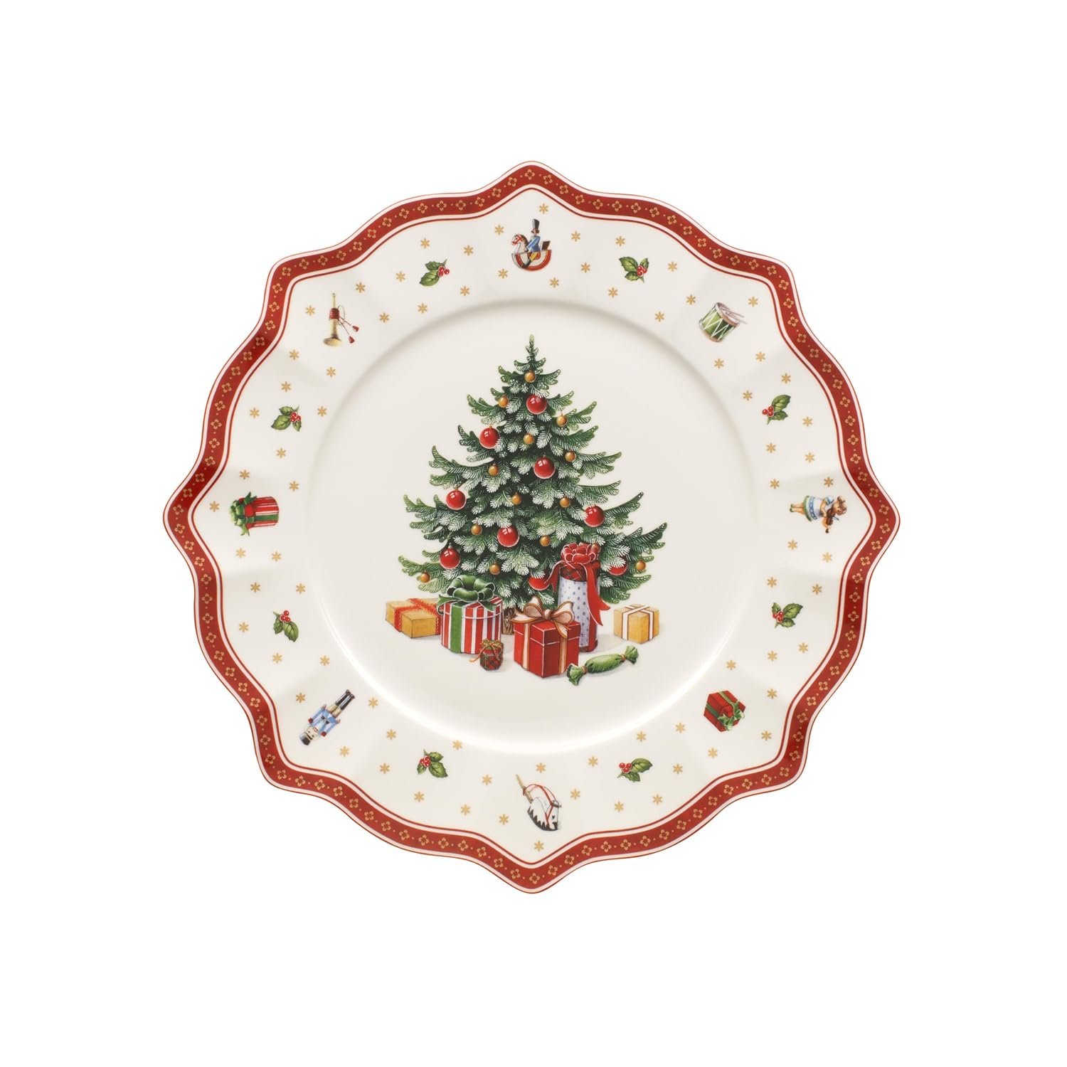 Villeroy & Boch – Toy's Delight Buffet Plate 35 cm White/Red, Microwave Safe, Plate Large, Dinner Plate, Christmas Plate, Xmas, Tableware, Dinnerware, Premium Porcelain