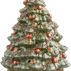 Villeroy & Boch – Toy's Delight Music Clock X-Mas Tree 33cm Green, Plays O Christmas Tree, Christmas Decoration Indoor Small, Table Decoration, Porcelain